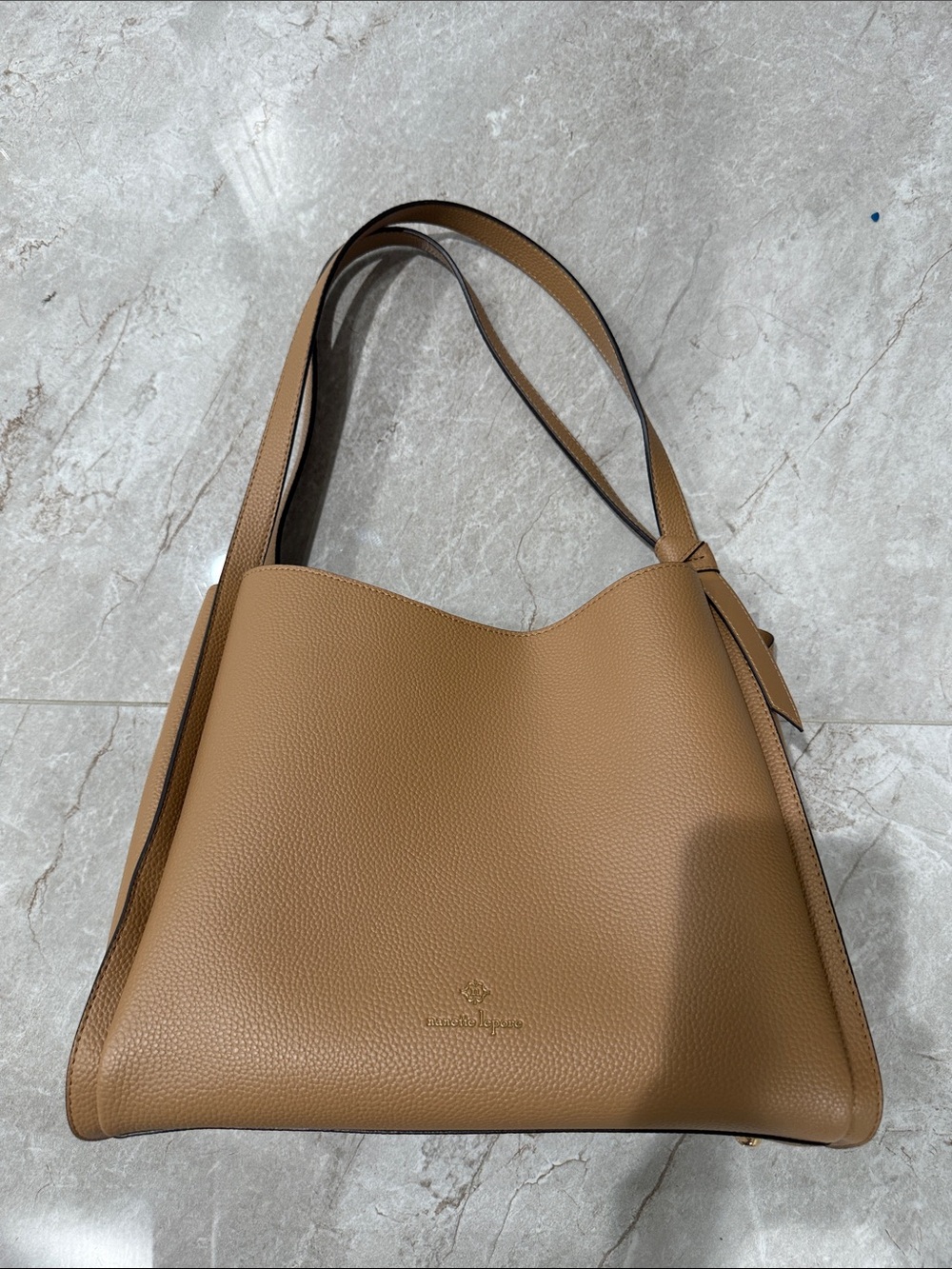 Nanette Lepore Camel/Tan Pebbled Leather Shoulder Tote
